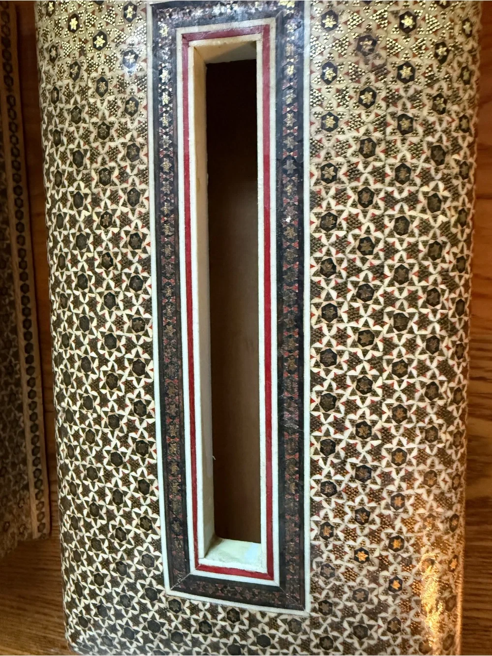 Set of Two Handmade Persian Khatam Tissue Box Covers Marquetry Mosaic Design